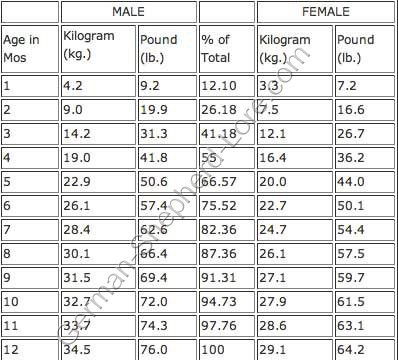 Weight Chart In Kg According To Age